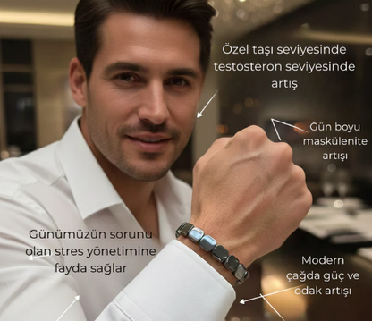 Auralifee™ Aura Element Serisi: Hematit & Lav Taşı Erkek Bileklik